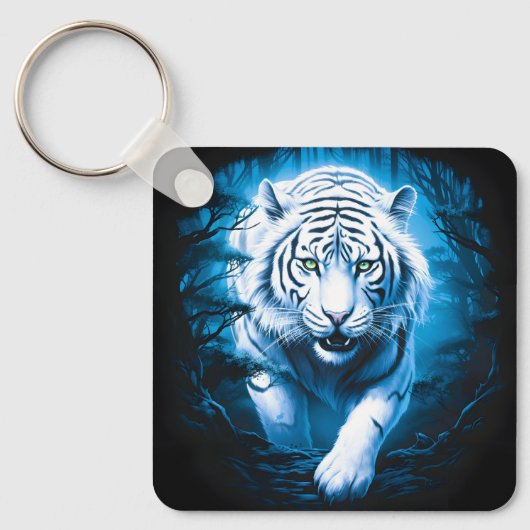 Forest Mystic Wild White Tiger Sleutelhanger (Voorkant)