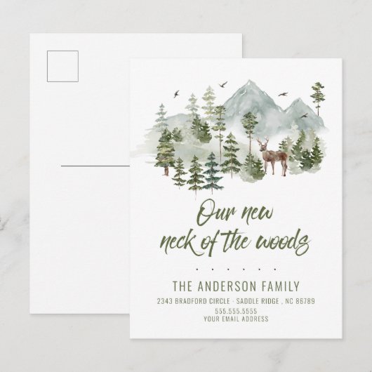 Forest New Neck van de Bossen Bewegende Aankondigi Aankondigingskaart (Voorkant / Achterkant)