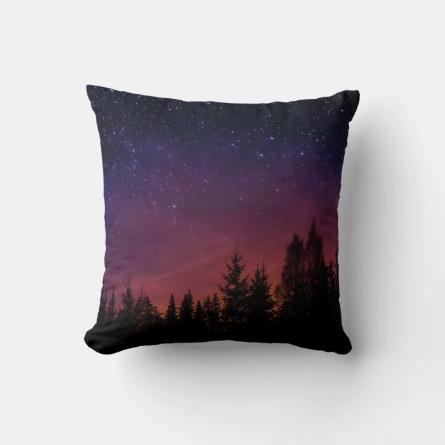 Forest Night Sky Nature with Starry Woodland Scene Kussen (Voorkant)