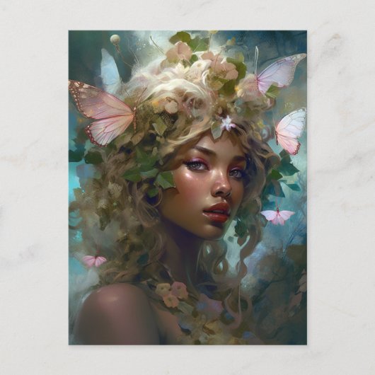 Forest Nymph Fairy Girl Fantasy Art Briefkaart (Voorkant)