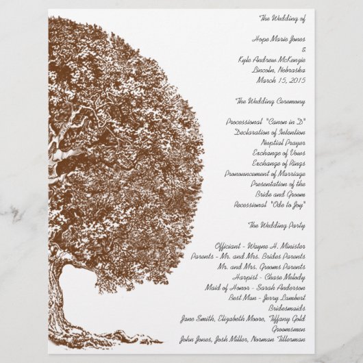 Forest Oak Tree Wedding Programme (Voorkant)
