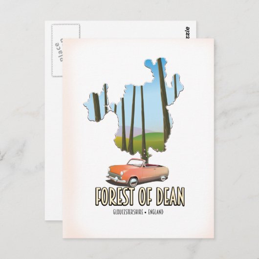 Forest of Dean Gloucestershire England map Briefkaart (Voorkant / Achterkant)