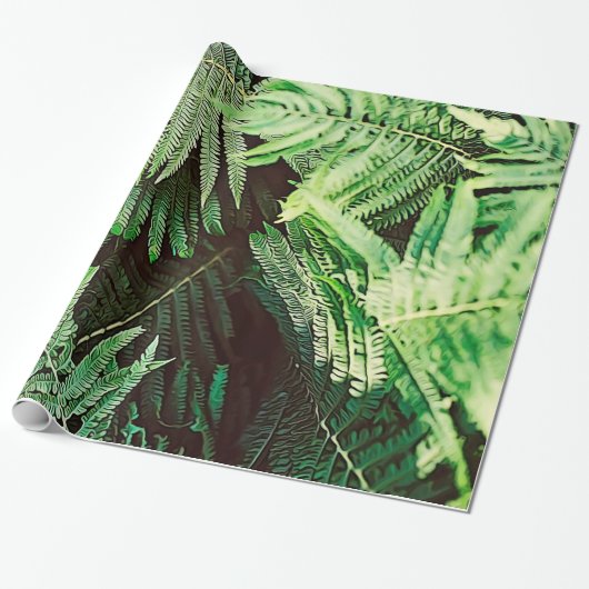 Forest of Green Ferns Cadeaupapier (Uitgerold)