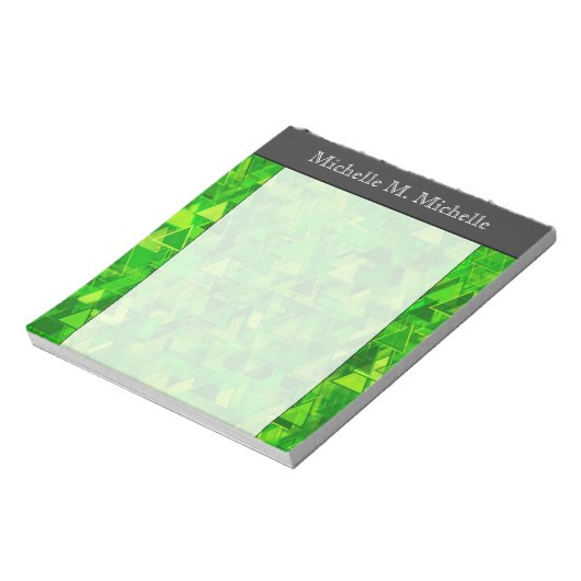 "Forest" of Green Triangle Shapes Pattern + Name Notitieblok (Linkerzijde)