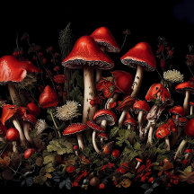 Forest of Red Mushroom Decoupage Papier