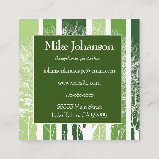 Forest of Tree's Vierkante Visitekaartje (Achterkant)