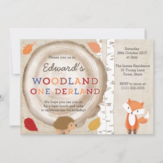 Forest ONEderland Woodland Schept 1 verjaardag Kaart (Voorkant)