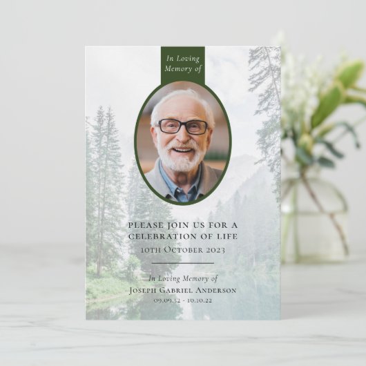 Forest Oval | Herdenking van het leven door begraf Kaart (Staand voorkant)