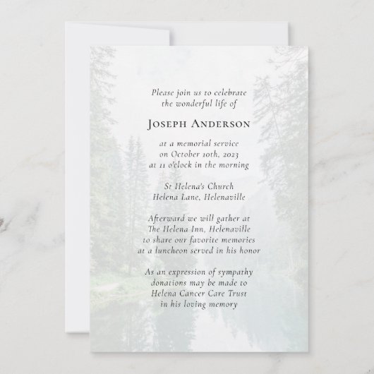 Forest Oval | Herdenking van het leven door begraf Kaart (Achterkant)