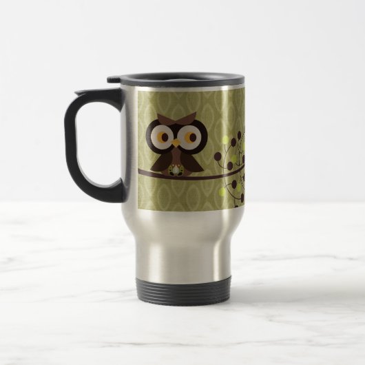 Forest Owl 15 oz. Roestvrij staal Travel Mug Cup Reisbeker (Links)