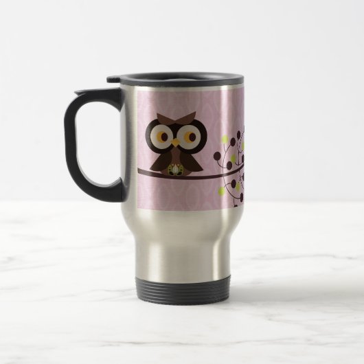 Forest Owl 15 oz. Roestvrij staal Travel Mug Cup Reisbeker (Links)