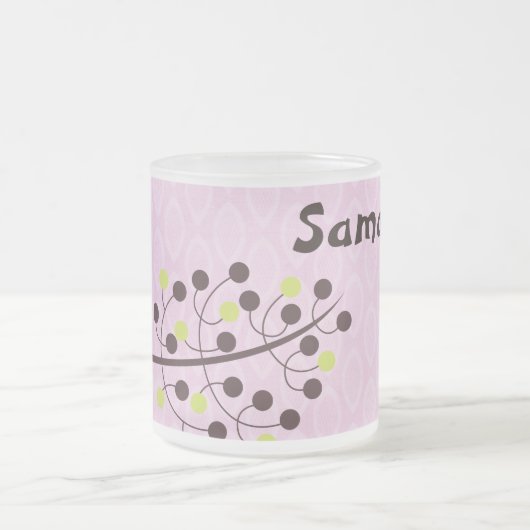 Forest Owl Woodland Frosted Glass Coffee Mok Cup (Center)