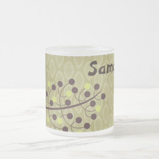 Forest Owl Woodland Frosted Glass Coffee Mok Cup (Center)