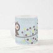 Forest Owl Woodland Frosted Glass Coffee Mok Cup (Voorkant links)