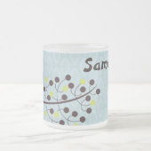 Forest Owl Woodland Frosted Glass Coffee Mok Cup (Center)