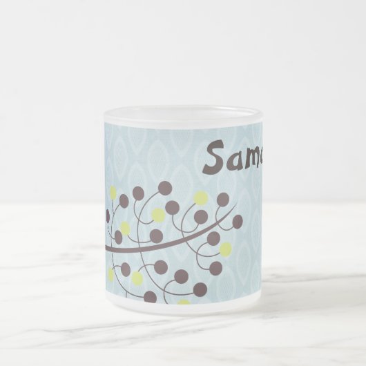 Forest Owl Woodland Frosted Glass Coffee Mok Cup (Center)