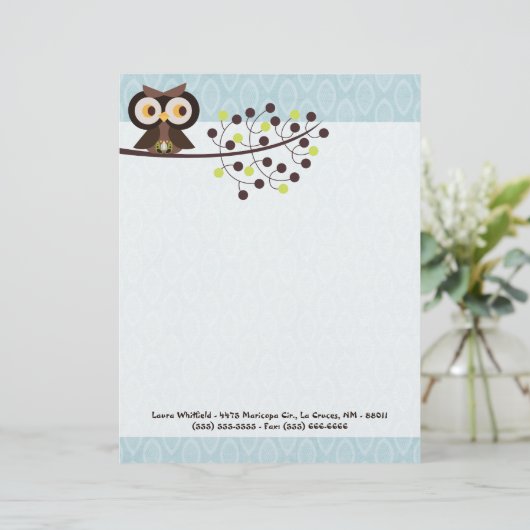 Forest Owl Woodland Hoot briefhoofd briefpapier (Staand voorkant)