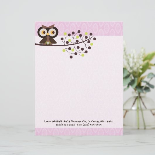 Forest Owl Woodland Hoot briefhoofd briefpapier (Staand voorkant)