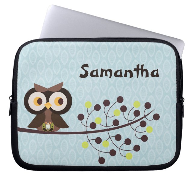 Forest Owl Woodland Hoot Night Protected Hoesje Laptop Sleeve (Voorkant)