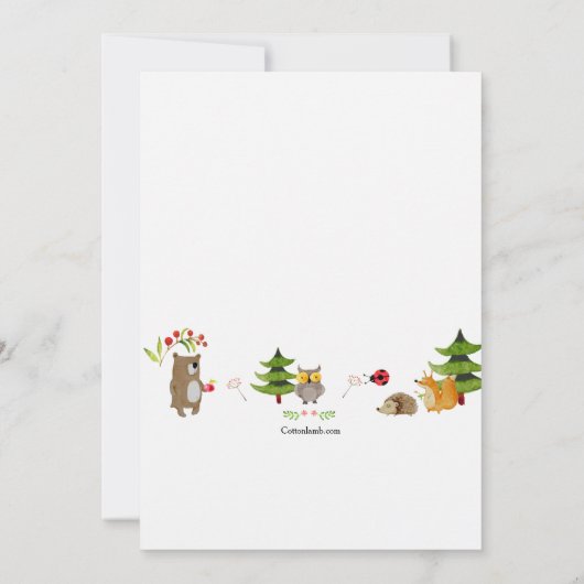 Forest Pals-fotogeboorteaankondiging Aankondiging (Achterkant)