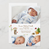 Forest Pals-fotogeboorteaankondiging Aankondiging (Voorkant / Achterkant)