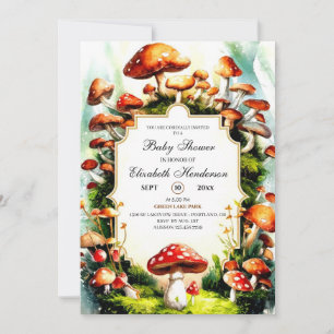 Forest Pastel Mushroom Baby shower Kaart
