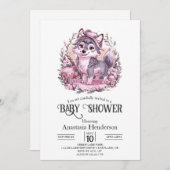 Forest Pastel Wolf Baby shower Digitaal Kaart (Voorkant / Achterkant)
