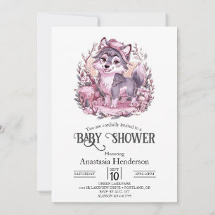 Forest Pastel Wolf Baby shower Digitaal Kaart