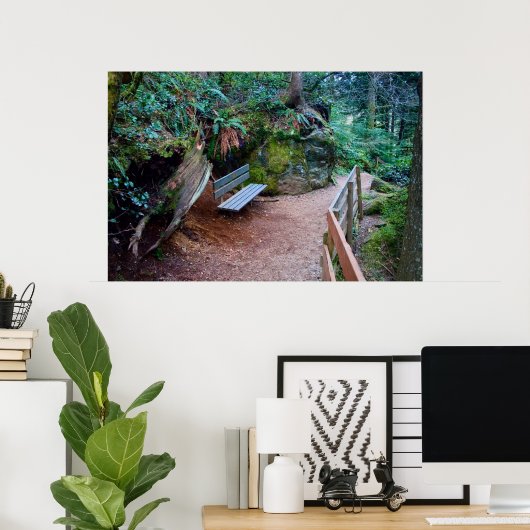 Forest Path Bench Print (Thuiskantoor)