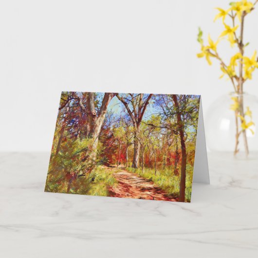 Forest Path Bossen Art Note Kaart (Gele Bloem)
