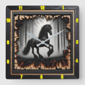 Forest Path: Gepersonaliseerde Charred Wood Friesi Vierkante Klok (Voorkant)