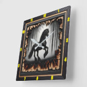 Forest Path: Gepersonaliseerde Charred Wood Friesi Vierkante Klok (Hoek)