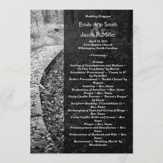 Forest Path Wedding Program Programmakaart (Voorkant)