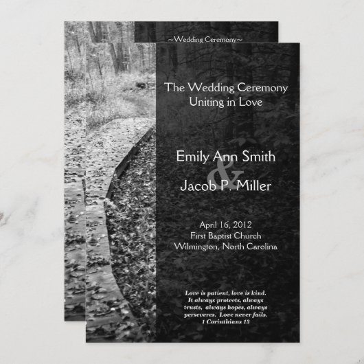 Forest Path Wedding Program Programmakaart (Voorkant / Achterkant)