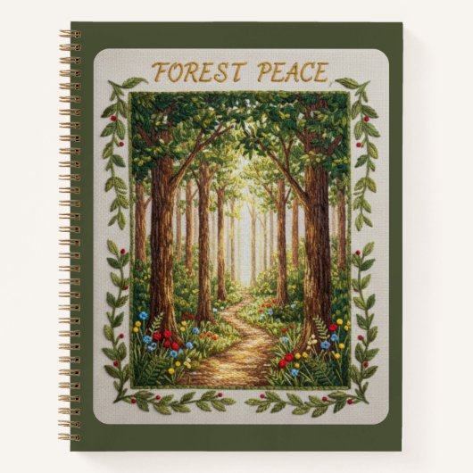 Forest Peace Embroidered Nature Path Journal Notitieboek (Voorkant)