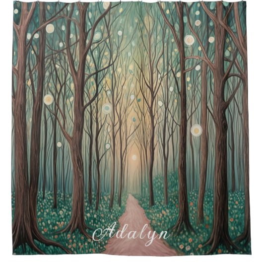 Forest Phantoms: Drijvende lichten in het Nachthou Douchegordijn (Voorkant)