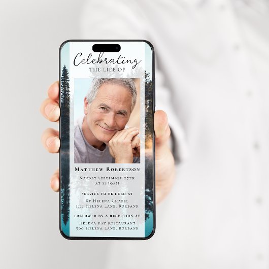 Forest Photo Begrafenis Digitale uitnodiging