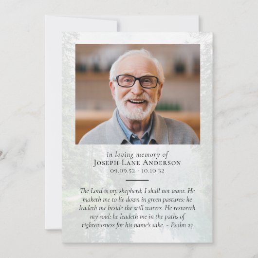 Forest Photo Funeral Memorial Viering van het leve Kaart (Voorkant)