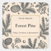 Forest Pine Botanical |  winterkaars Vierkante Sticker (Voorkant)
