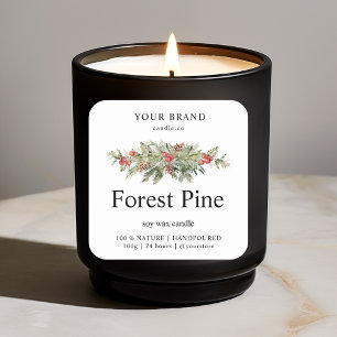 Forest Pine kerstkaars Vierkante Sticker