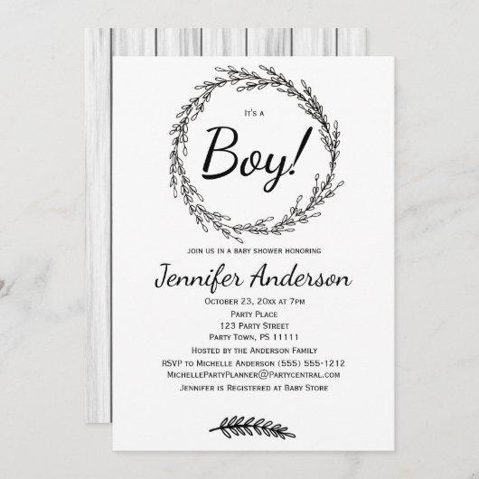 Forest Pine Rustic Country Boy Baby shower Kaart (Voorkant / Achterkant)