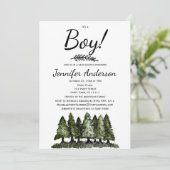 Forest Pine Rustic Country Boy Baby shower Kaart (Staand voorkant)