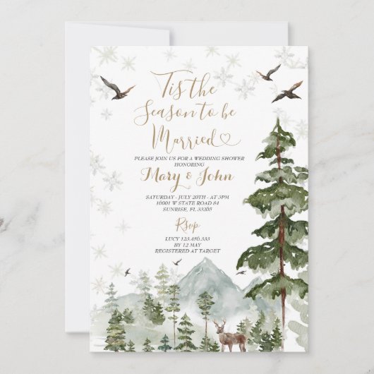 Forest Pine Tree Dit is het seizoen om te trouwen Kaart (Voorkant)