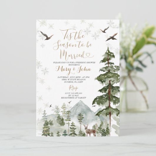Forest Pine Tree Dit is het seizoen om te trouwen Kaart (Staand voorkant)