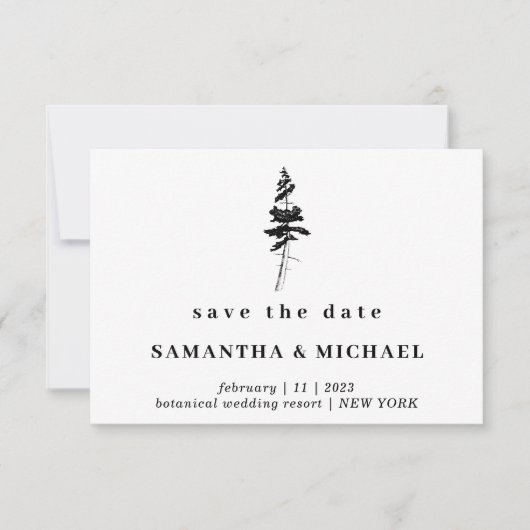 Forest Pine tree Indie Rustic Save the date Kaart (Voorkant)
