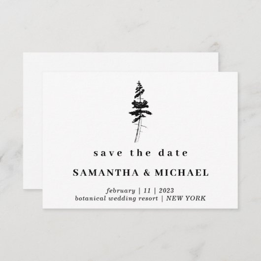 Forest Pine tree Indie Rustic Save the date Kaart (Voorkant / Achterkant)