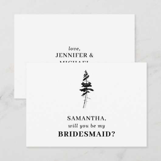 Forest Pine tree Indie zal je mijn bruidsmeisje zi Kaart (Voorkant / Achterkant)