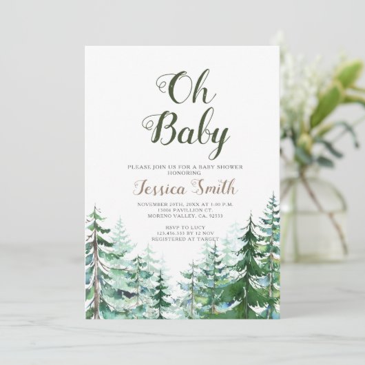 Forest Pine Trees Boy Baby shower Kaart (Staand voorkant)