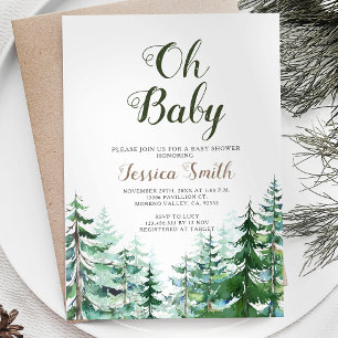 Forest Pine Trees Boy Baby shower Kaart