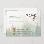 Forest Pine Trees Bruiloft RSVP Retourzending Post Uitnodiging Briefkaart (Voorkant / Achterkant)